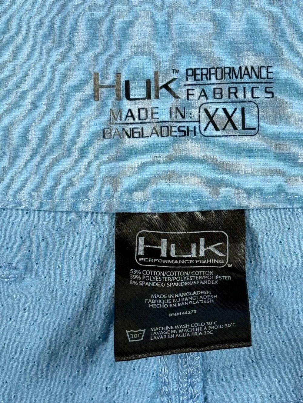 Huk Next Level Fishing Shorts Men XXL Performance Stretch Cargo Light Blue